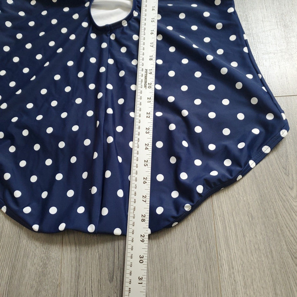Lands End Swimsuit One Piece Womens XL 18 Navy Polka dot full coverage modest - Picture 5 of 8